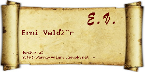 Erni Valér névjegykártya